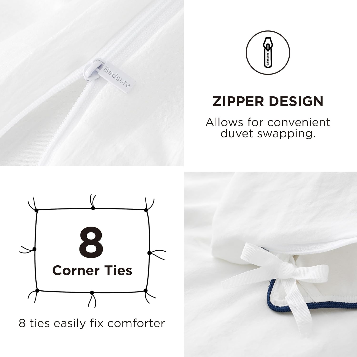 image:imageBedsure Tan Gingham Ruffle Duvet Cover SetVintage Farmhouse Bedding Queen00 White No Comforter