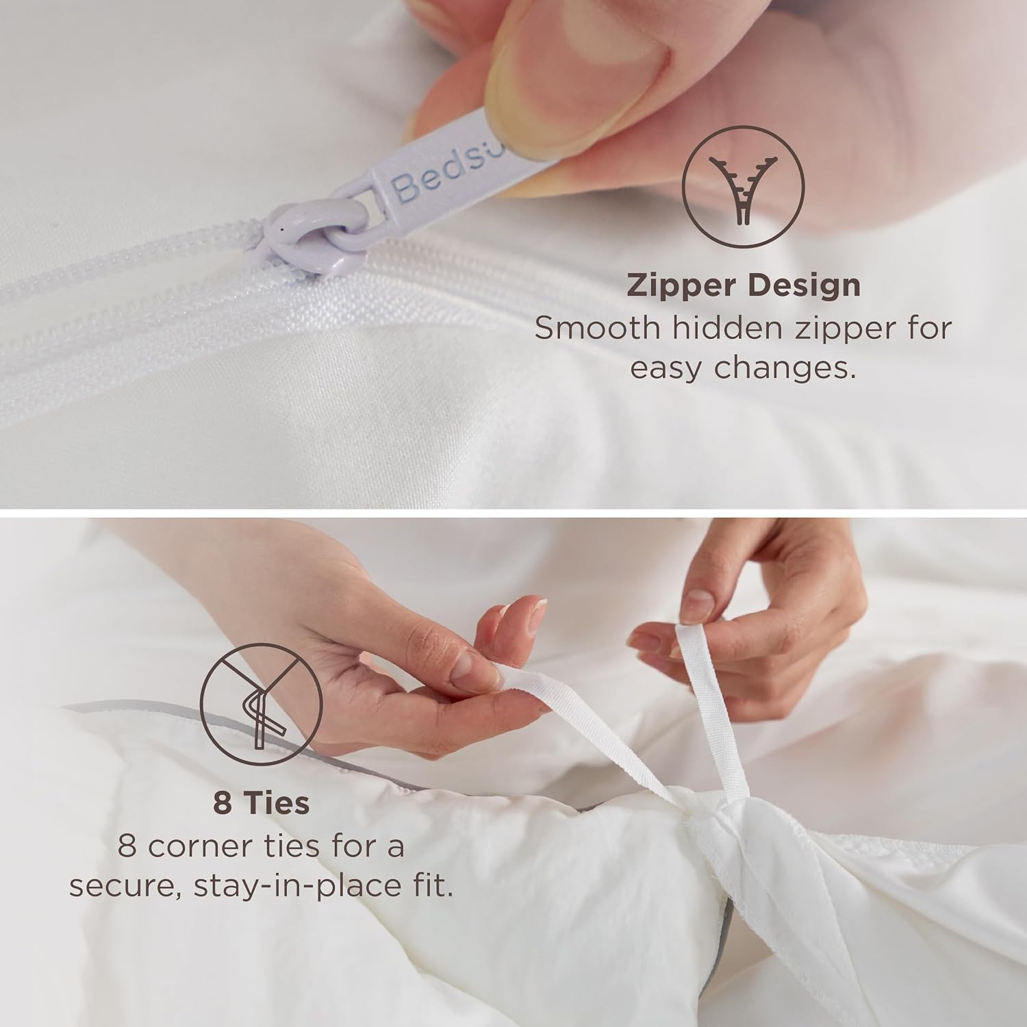 image:imageBedsure Tan Gingham Ruffle Duvet Cover SetVintage Farmhouse Bedding Queen00 White No Comforter