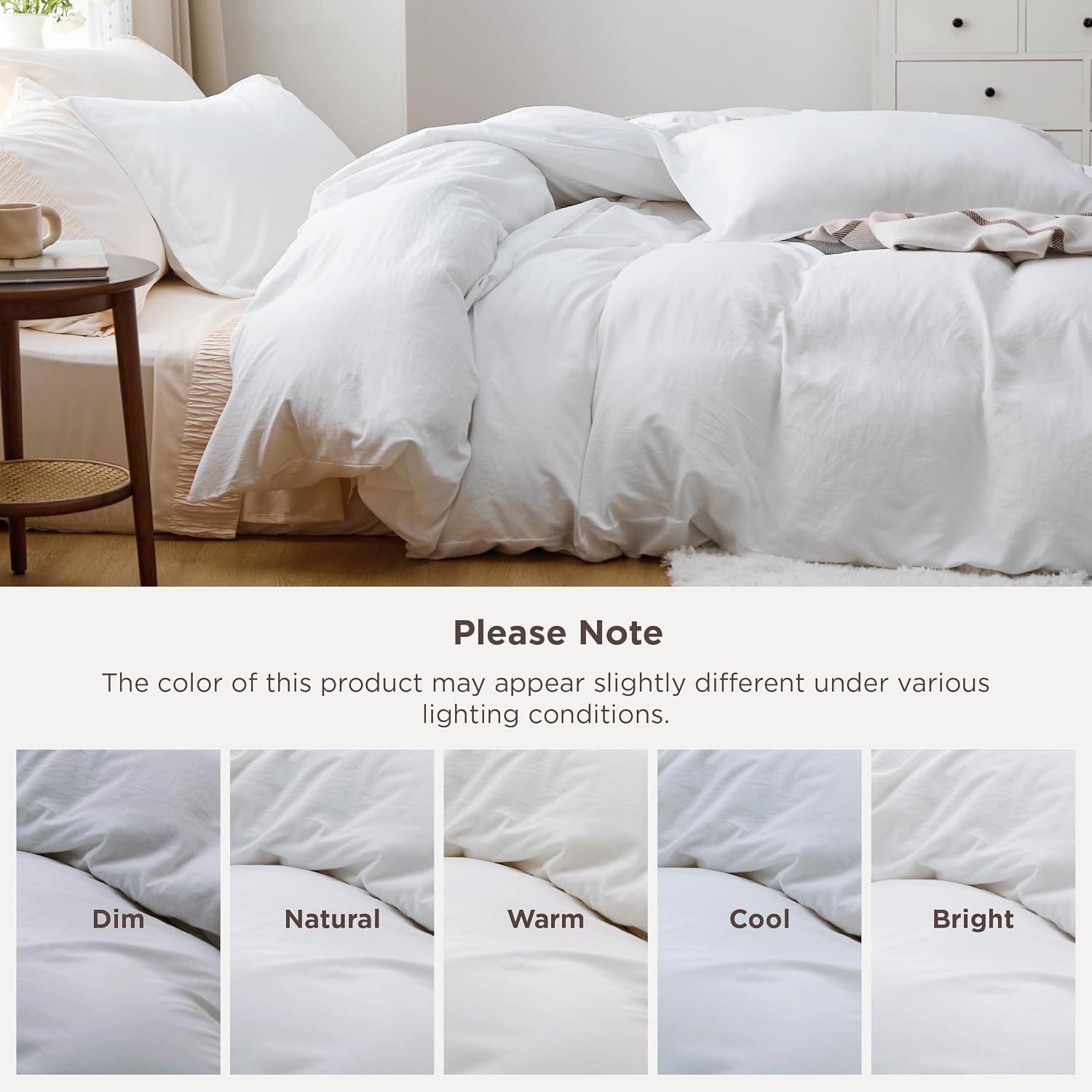 image:imageBedsure Tan Gingham Ruffle Duvet Cover SetVintage Farmhouse Bedding Queen00 White No Comforter