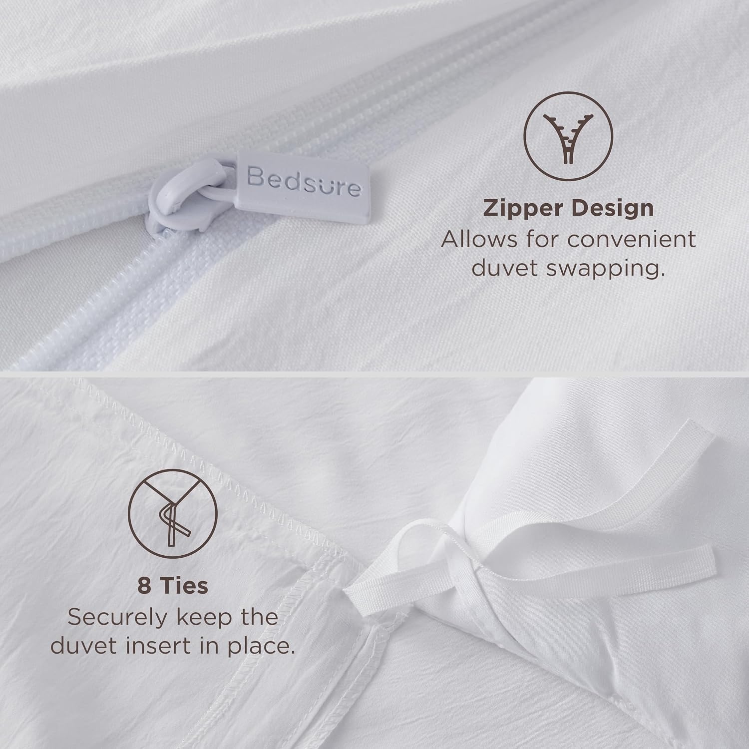image:imageBedsure Tan Gingham Ruffle Duvet Cover SetVintage Farmhouse Bedding Queen00 White No Comforter