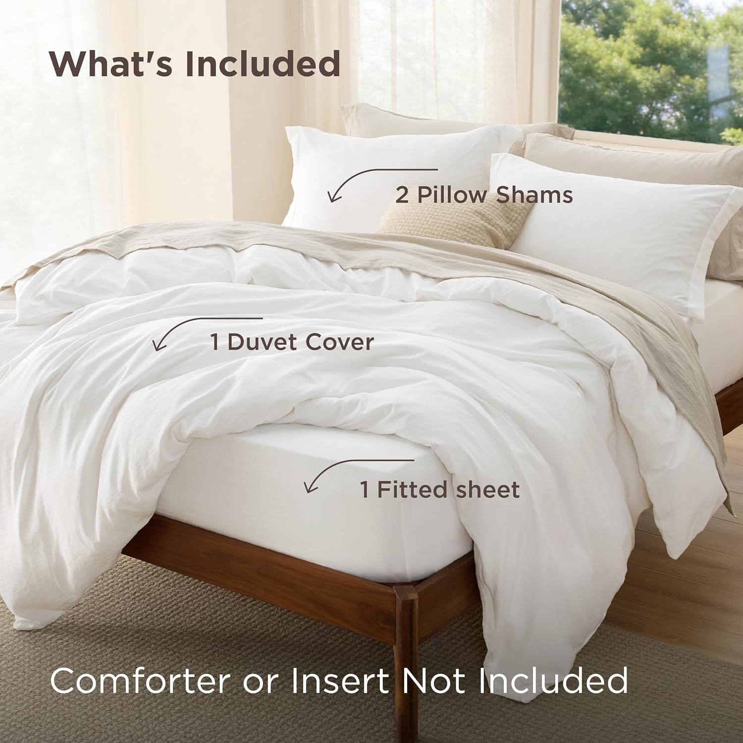 image:imageBedsure Tan Gingham Ruffle Duvet Cover SetVintage Farmhouse Bedding Queen00 White No Comforter