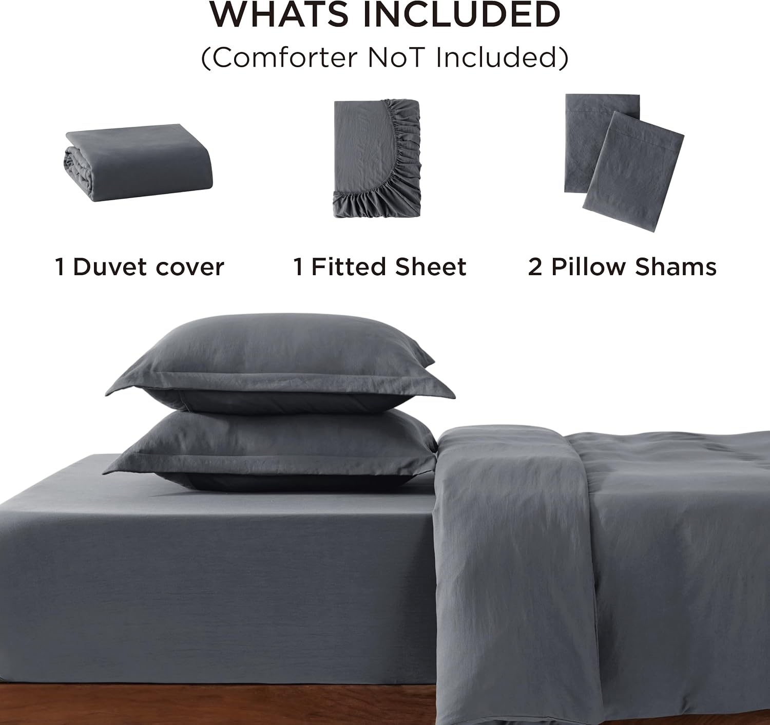 image:imageBedsure Tan Gingham Ruffle Duvet Cover SetVintage Farmhouse Bedding Queen01 Dark Grey No Comforter