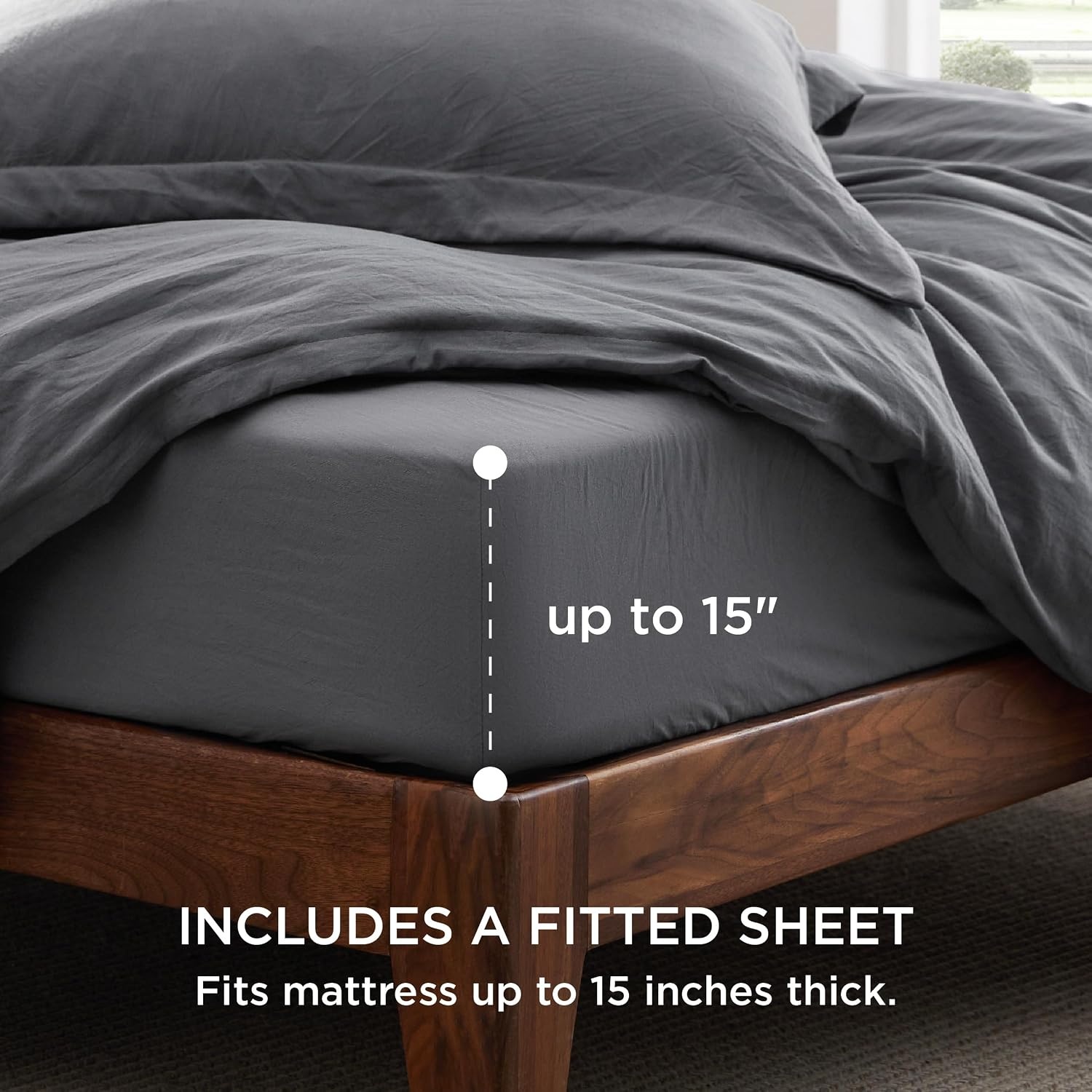 image:imageBedsure Tan Gingham Ruffle Duvet Cover SetVintage Farmhouse Bedding Queen01 Dark Grey No Comforter