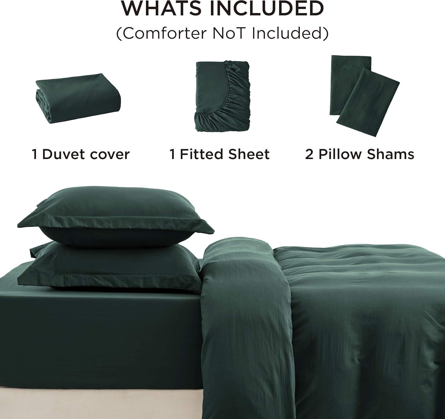 image:imageBedsure Tan Gingham Ruffle Duvet Cover SetVintage Farmhouse Bedding Queen01 Forest Green No Comforter