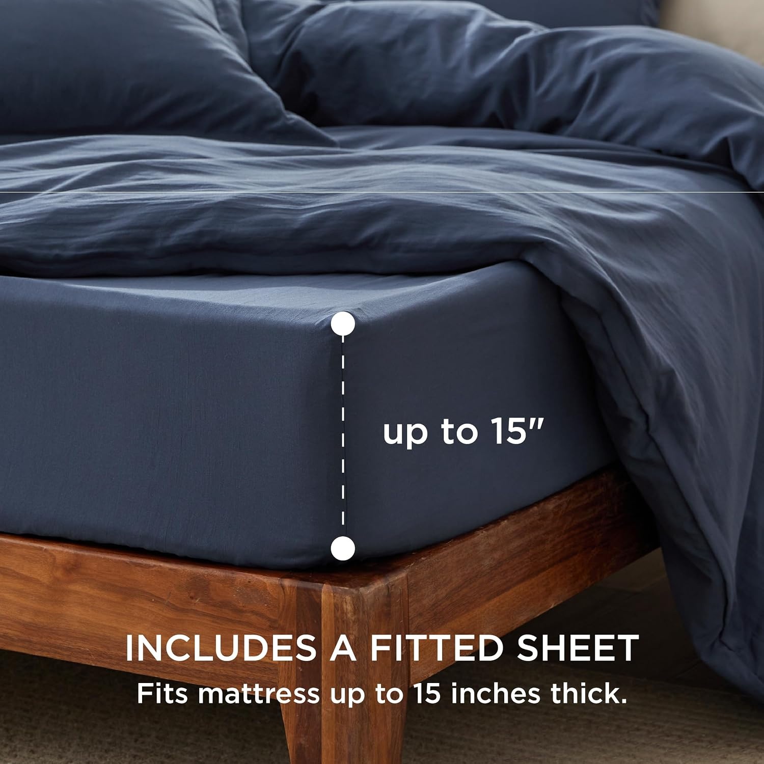 image:imageBedsure Tan Gingham Ruffle Duvet Cover SetVintage Farmhouse Bedding Queen01 Navy No Comforter