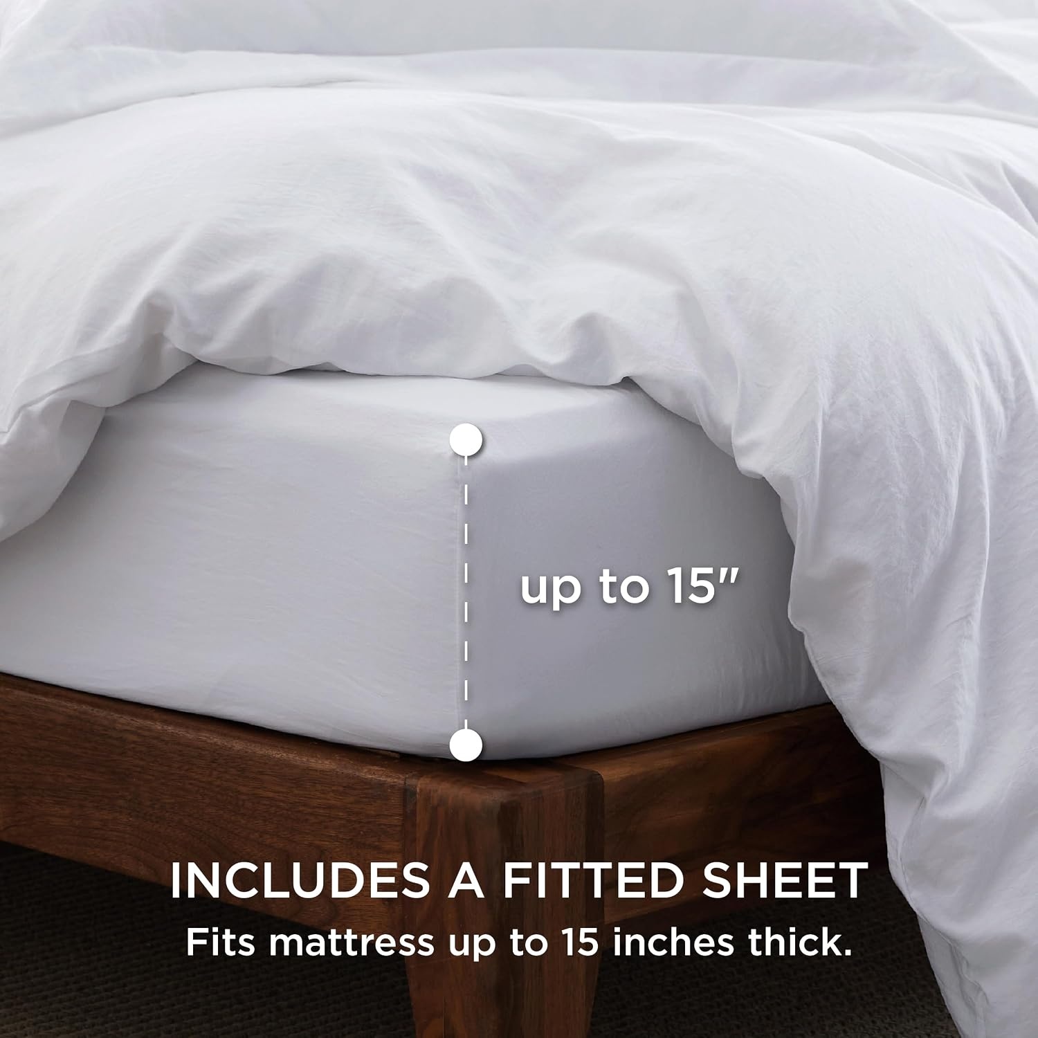 image:imageBedsure Tan Gingham Ruffle Duvet Cover SetVintage Farmhouse Bedding Queen02 Bright White No Comforter