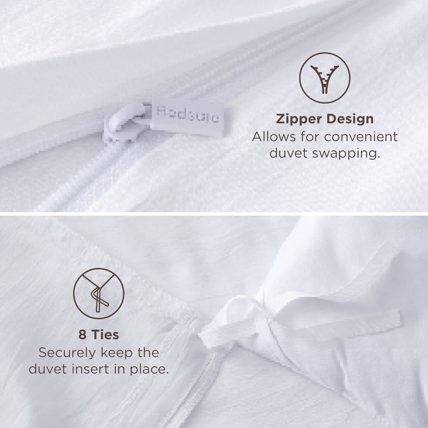 image:imageBedsure Tan Gingham Ruffle Duvet Cover SetVintage Farmhouse Bedding Queen02 Bright White No Comforter