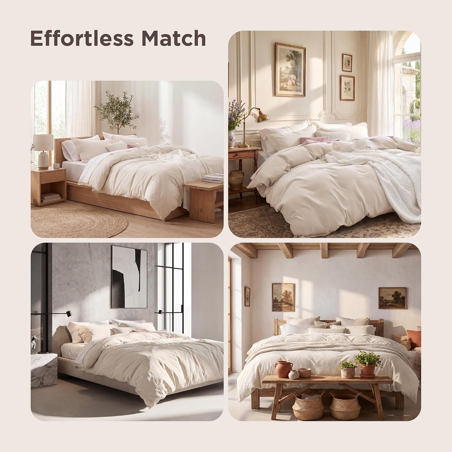 image:imageBedsure Tan Gingham Ruffle Duvet Cover SetVintage Farmhouse Bedding Queen02 Cream No Comforter