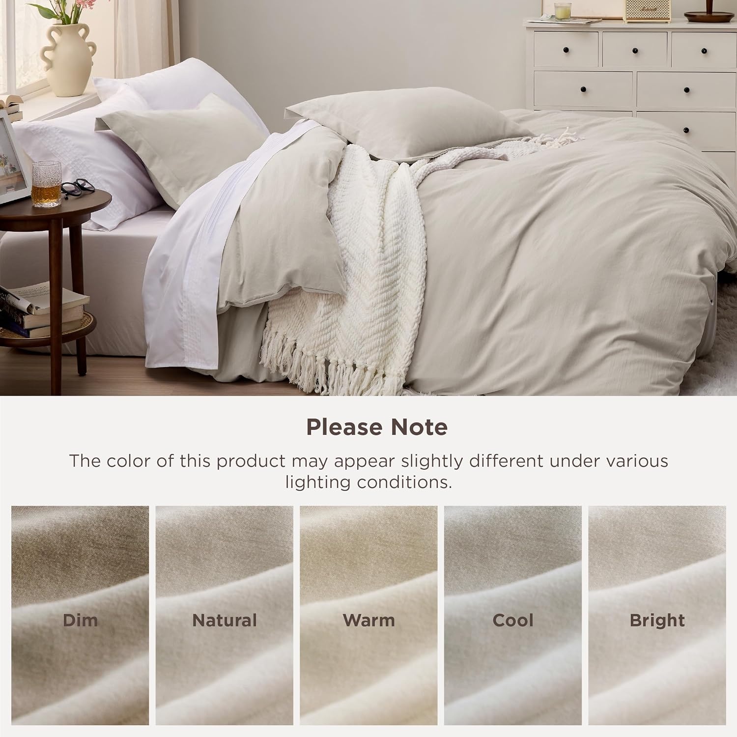image:imageBedsure Tan Gingham Ruffle Duvet Cover SetVintage Farmhouse Bedding Queen02 Linen No Comforter