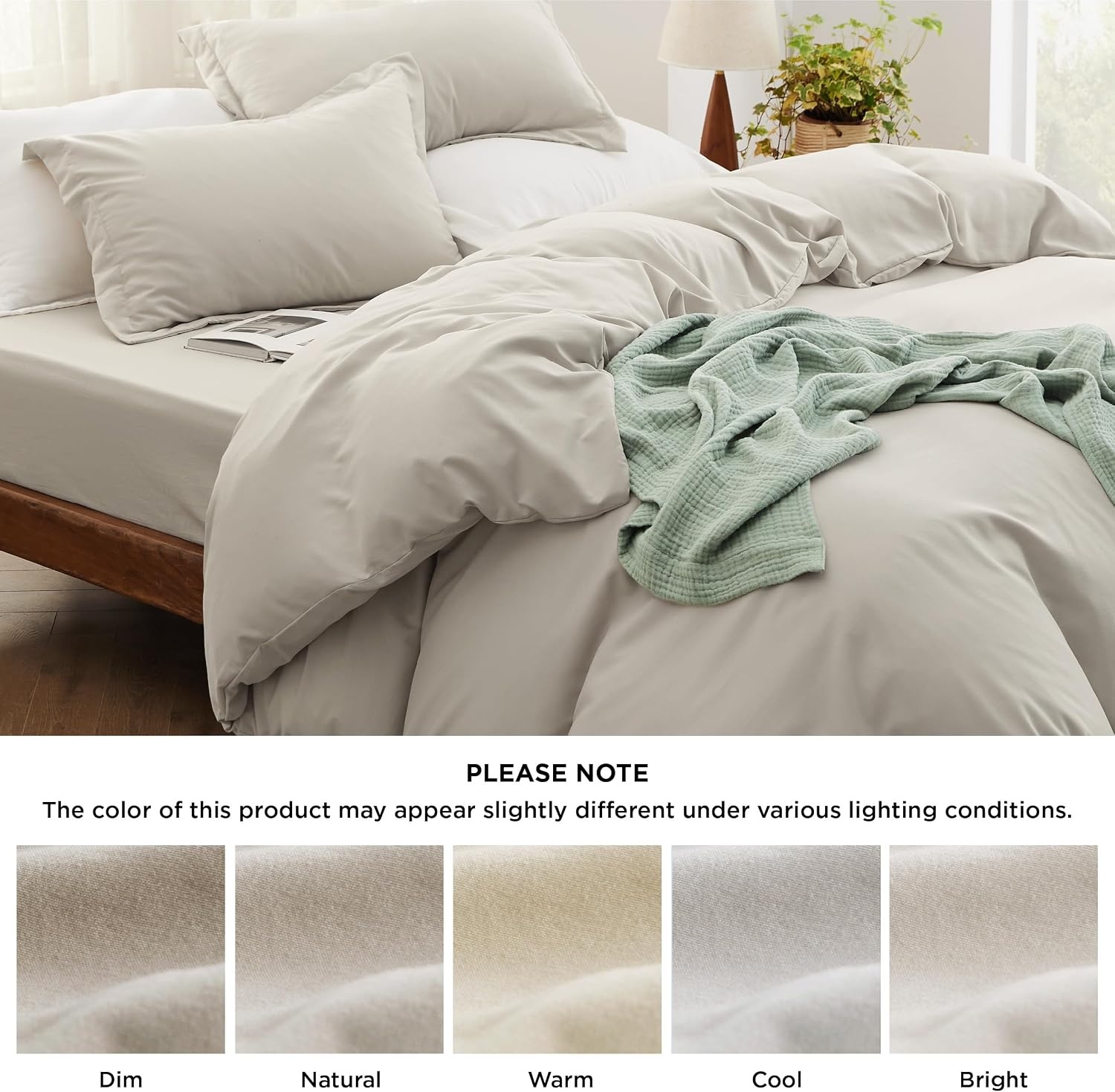 image:imageBedsure Tan Gingham Ruffle Duvet Cover SetVintage Farmhouse Bedding Queen02 Linen No Comforter
