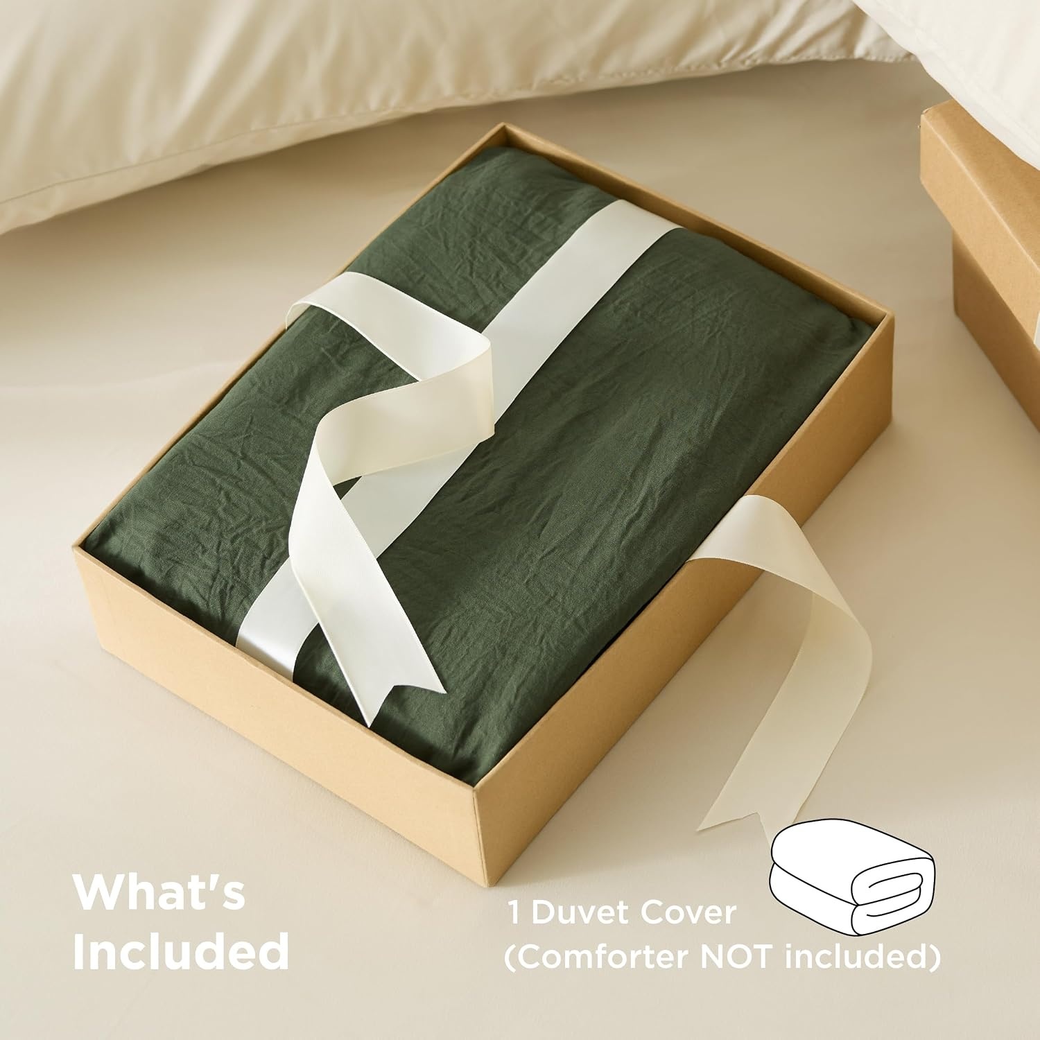 image:imageBedsure Tan Gingham Ruffle Duvet Cover SetVintage Farmhouse Bedding Queen03 Olive Green No Comforter