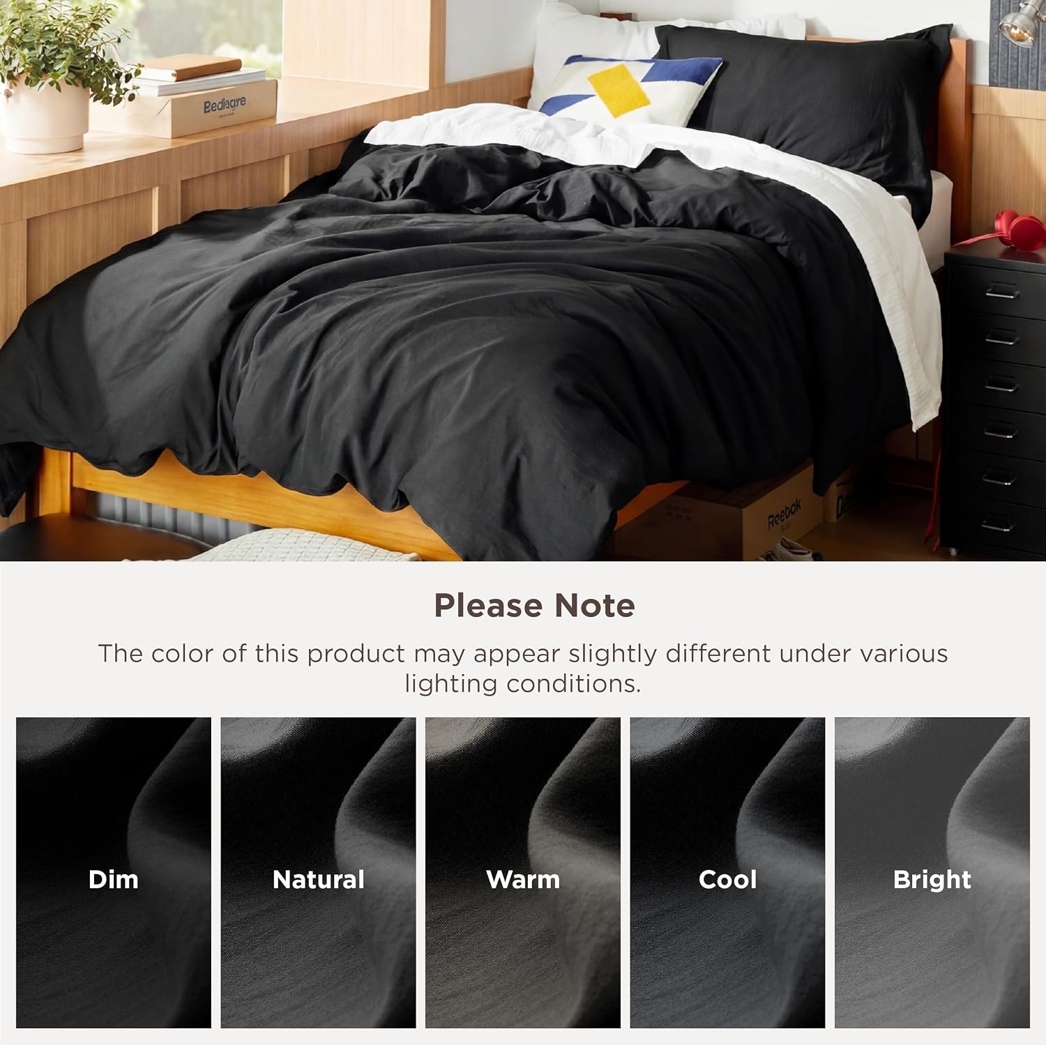 image:imageBedsure Tan Gingham Ruffle Duvet Cover SetVintage Farmhouse Bedding Queen04 Black No Comforter