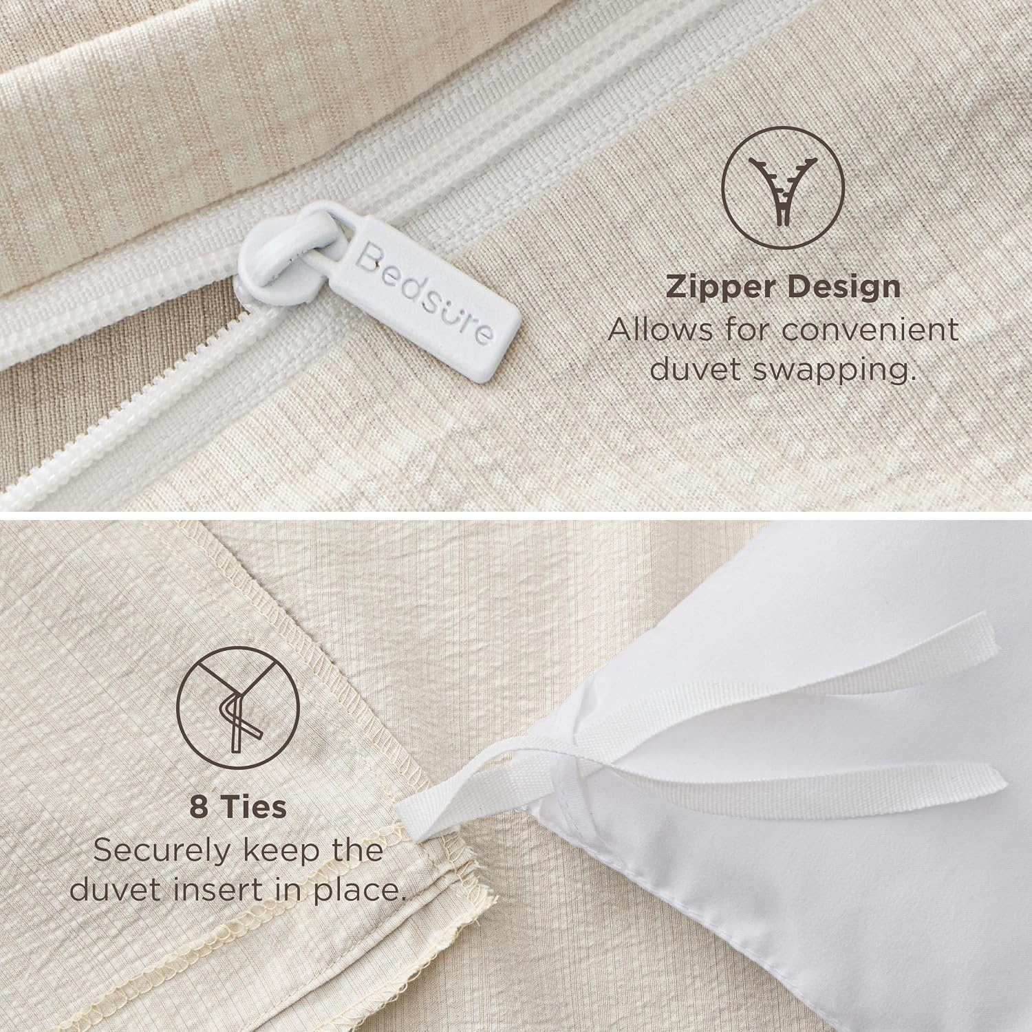 image:imageBedsure Tan Gingham Ruffle Duvet Cover SetVintage Farmhouse Bedding Queen20 Beige No Comforter