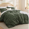 Bedsure Checkered Boho Duvet Cover Queen, Tufted Embroidery, 3-Piece,Beige(02 – Olive Green – Elegant (No Comforter))