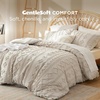 Bedsure Checkered Boho Duvet Cover Queen, Tufted Embroidery, 3-Piece,Beige(06 – Linen – Elegant (No Comforter))