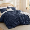Bedsure Checkered Boho Duvet Cover Queen, Tufted Embroidery, 3-Piece,Beige(09 – Navy – Elegant (No Comforter))