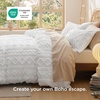Bedsure Checkered Boho Duvet Cover Queen, Tufted Embroidery, 3-Piece,Beige(11 – Sage Green – Elegant (No Comforter))