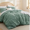 Bedsure Checkered Boho Duvet Cover Queen, Tufted Embroidery, 3-Piece,Beige(11 – Sage Green – Elegant (No Comforter))