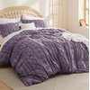 Bedsure Checkered Boho Duvet Cover Queen, Tufted Embroidery, 3-Piece,Beige(12 – Grayish Purple – Elegant (No Comforter))