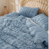 Bedsure Checkered Boho Duvet Cover Queen, Tufted Embroidery, 3-Piece,Beige(13 – Dusty Blue – Elegant (No Comforter))