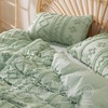 Bedsure Checkered Boho Duvet Cover Queen, Tufted Embroidery, 3-Piece,Beige(14 – Light Green – Elegant (No Comforter))