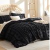 Bedsure Checkered Boho Duvet Cover Queen, Tufted Embroidery, 3-Piece,Beige(16 – Black – Elegant (No Comforter))