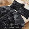 Bedsure Checkered Boho Duvet Cover Queen, Tufted Embroidery, 3-Piece,Beige(16 – Black – Elegant (No Comforter))