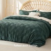 Bedsure Checkered Boho Duvet Cover Queen, Tufted Embroidery, 3-Piece,Beige(17 – Forest Green – Checkered (No Comforter))