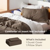Bedsure Tan Gingham Ruffle Duvet Cover Set,Vintage Farmhouse Bedding, Queen(02 – Dark Brown (No Comforter))