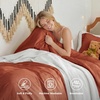 Bedsure Tan Gingham Ruffle Duvet Cover Set,Vintage Farmhouse Bedding, Queen(08 – Terracotta (No Comforter))