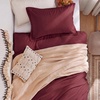 Bedsure Tan Gingham Ruffle Duvet Cover Set,Vintage Farmhouse Bedding, Queen(10 – Burgundy (No Comforter))