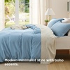 Bedsure Tan Gingham Ruffle Duvet Cover Set,Vintage Farmhouse Bedding, Queen(22 – Chambray Blue (No Comforter))
