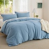Bedsure Tan Gingham Ruffle Duvet Cover Set,Vintage Farmhouse Bedding, Queen(22 – Chambray Blue (No Comforter))