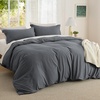 Bedsure Tan Gingham Ruffle Duvet Cover Set,Vintage Farmhouse Bedding, Queen(23 – Dark Grey (No Comforter))
