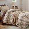 Bedsure Tan Gingham Ruffle Duvet Cover Set,Vintage Farmhouse Bedding, Queen(24 – Tan Gingham)