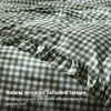 Bedsure Tan Gingham Ruffle Duvet Cover Set,Vintage Farmhouse Bedding, Queen(25 – Olive Green Gingham)