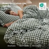 Bedsure Tan Gingham Ruffle Duvet Cover Set,Vintage Farmhouse Bedding, Queen(25 – Olive Green Gingham)