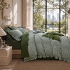 Bedsure Tan Gingham Ruffle Duvet Cover Set,Vintage Farmhouse Bedding, Queen(25 – Olive Green Gingham)