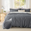 Bedsure Tan Gingham Ruffle Duvet Cover Set,Vintage Farmhouse Bedding, Queen(23 – Dark Grey (No Comforter))