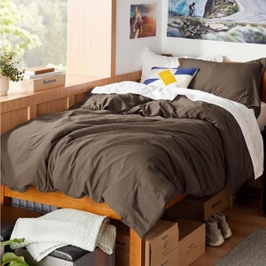Bedsure Tan Gingham Ruffle Duvet Cover Set,Vintage Farmhouse Bedding, Queen(02 – Dark Brown (No Comforter))