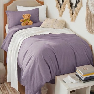 Bedsure Tan Gingham Ruffle Duvet Cover Set,Vintage Farmhouse Bedding, Queen(06 – Dusty Purple (No Comforter))