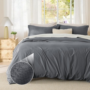 Bedsure Tan Gingham Ruffle Duvet Cover Set,Vintage Farmhouse Bedding, Queen(23 – Dark Grey (No Comforter))
