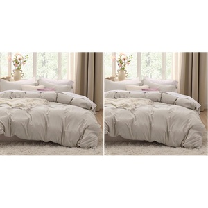 Bedsure Tan Gingham Ruffle Duvet Cover Set,Vintage Farmhouse Bedding, Queen(Beige)