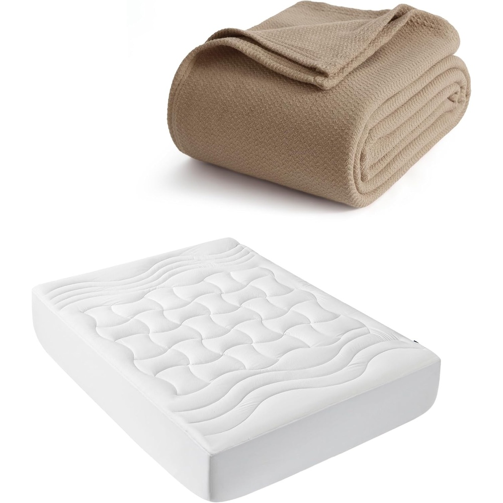image:imageBedsure 100 Cotton Muslin Blanket Twin XL Mattress Protector