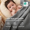 Throw XL 100% Cotton Muslin Blanket (grey) + Twin XL Mattress Protector
