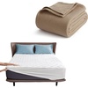 Bedsure Twin XL 100% Cotton Muslin Blanket (Light Brown) + Twin XL Mattress Protector