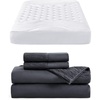 Bedsure White Twin Size Mattress Pad Bundle Twin Sheets Set Grey