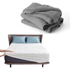 Throw XL 100% Cotton Muslin Blanket (grey) + Twin XL Mattress Protector