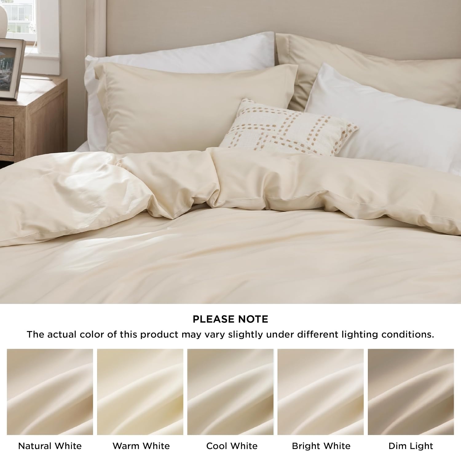 image:imageBedsure Beige Queen Duvet Cover Cooling Lyocell Cotton Blend Bedding Set02 Beige No Comforter