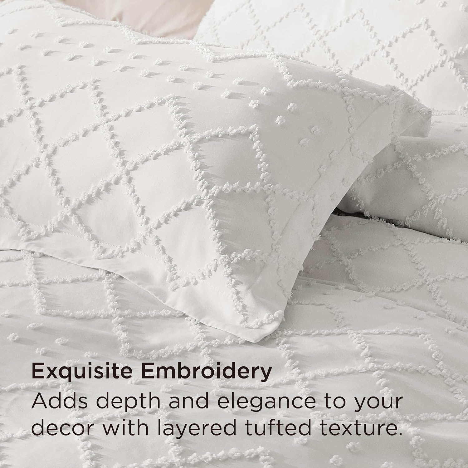 image:imageBedsure Light Pink Boho Duvet Cover Queen Soft Vintage Embroidery01 White